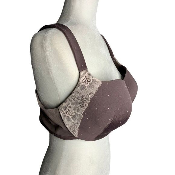 Cacique Balconette Underwire Bra 40DD Gray Dots Lace Lightly Lined Adjustable - Picture 2 of 5